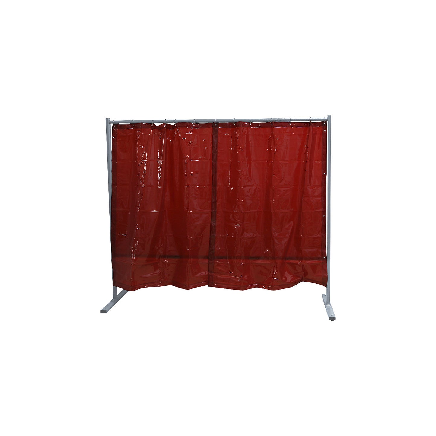 Mobile welding protection screen, single unit design, HxW 1900 x 2100 mm, with welding protection film, red.