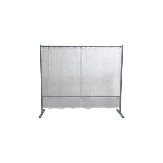 Mobile welding protection screen, single unit design, HxW 1900 x 2100 mm, with welding protection film, transparent.