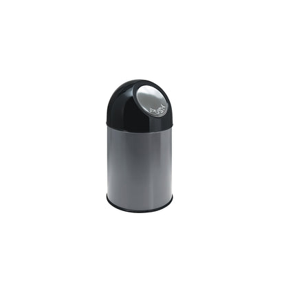 Push rubbish bin, steel, capacity 30 l, grey.