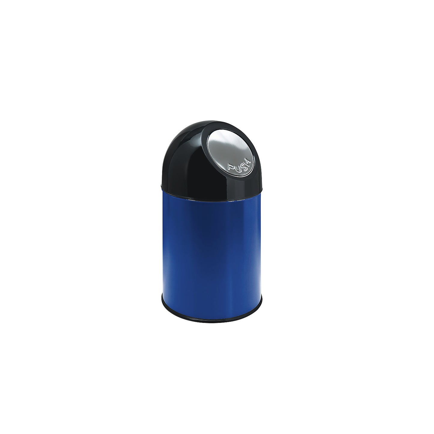 Push rubbish bin, steel, capacity 30 l, zinc plated inner container, blue.