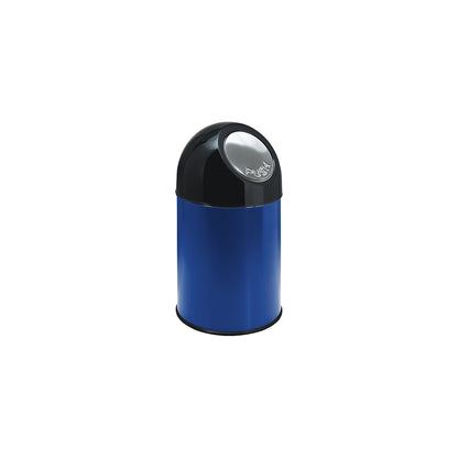 Push rubbish bin, steel, capacity 30 l, zinc plated inner container, blue.