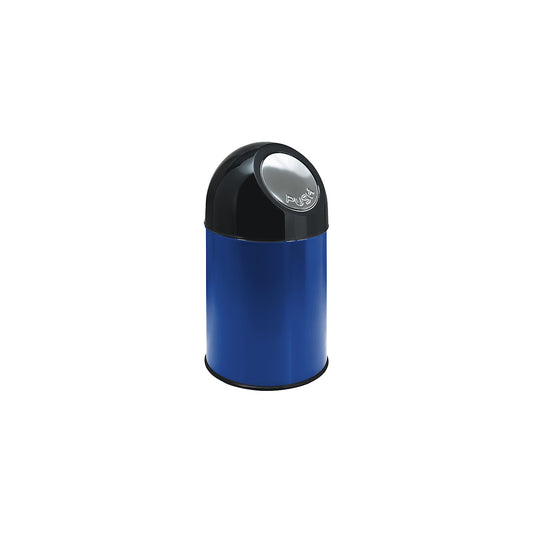 Push rubbish bin, steel, capacity 30 l, zinc plated inner container, blue.