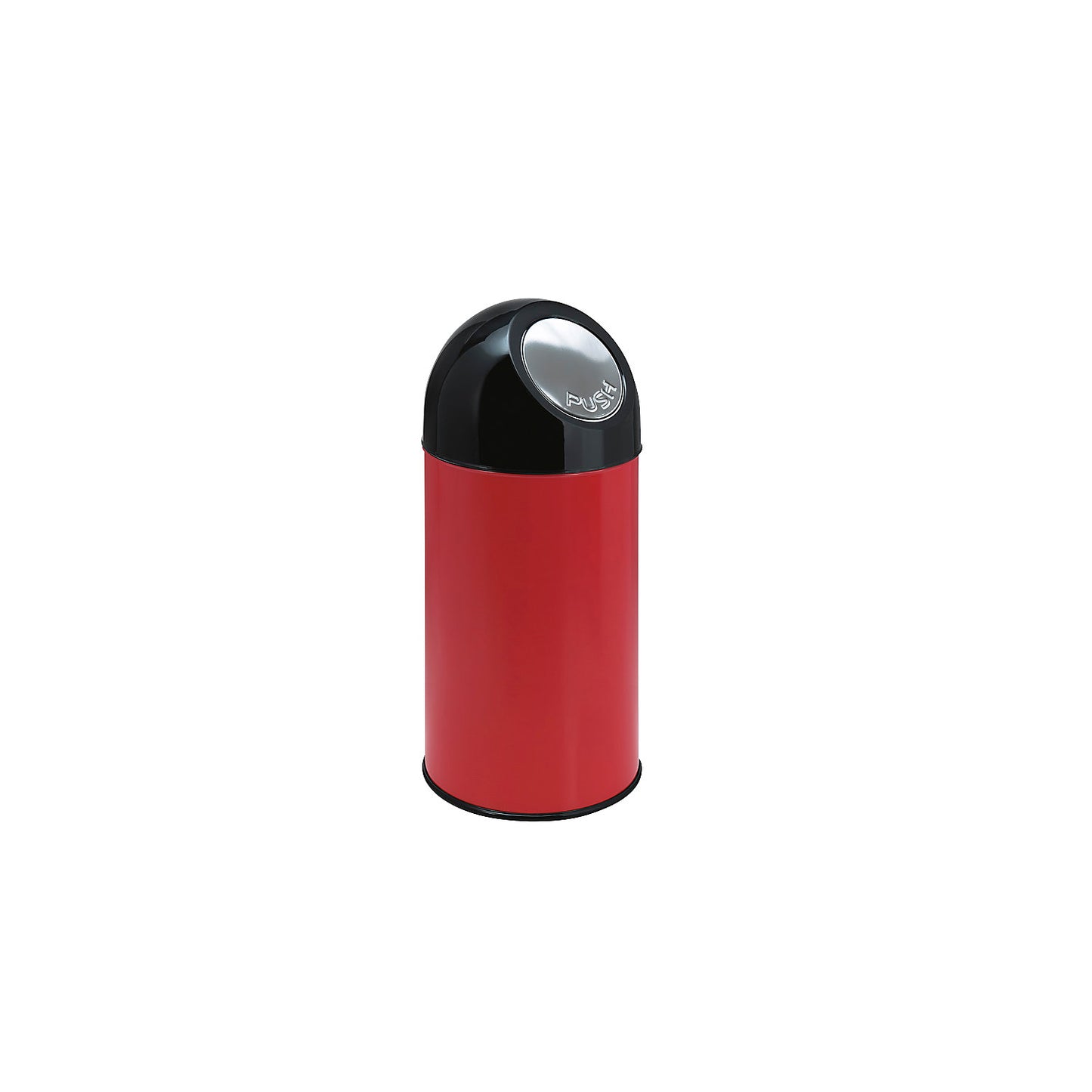 Push rubbish bin, steel, capacity 40 l, zinc plated inner container, red.