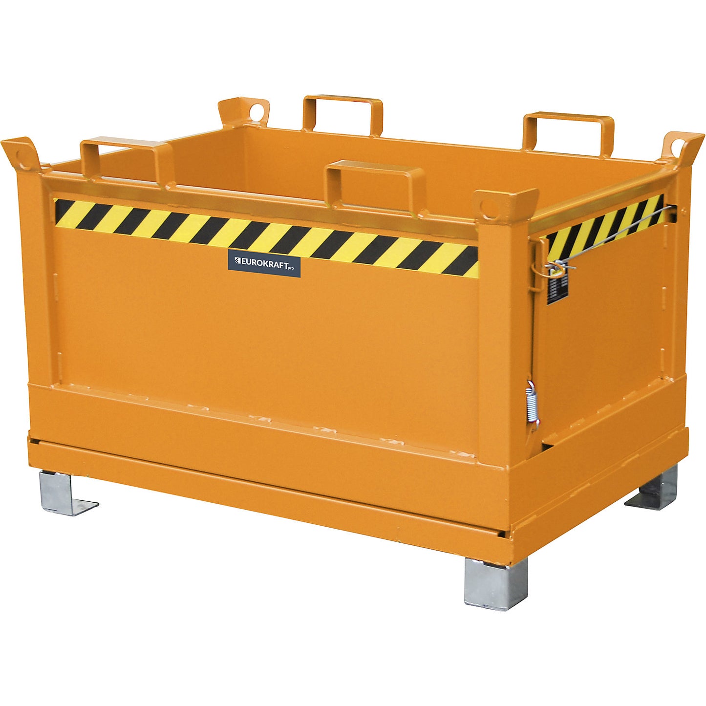 Hinged bottom skip, capacity 0.5 m³, yellow orange RAL 2000.