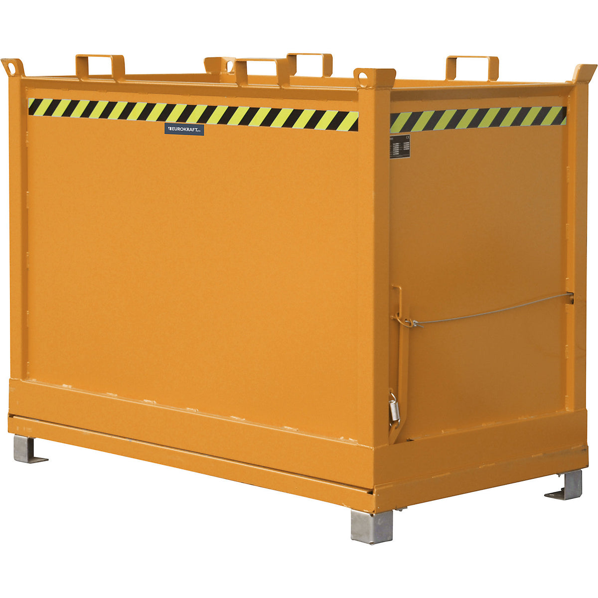 Hinged bottom skip, capacity 2.0 m³, yellow orange RAL 2000.