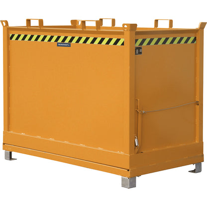 Hinged bottom skip, capacity 2.0 m³, yellow orange RAL 2000.