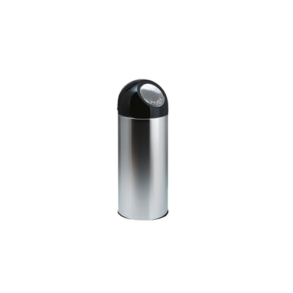 Push rubbish bin, steel, capacity 55 l, zinc plated inner container, stainless steel.