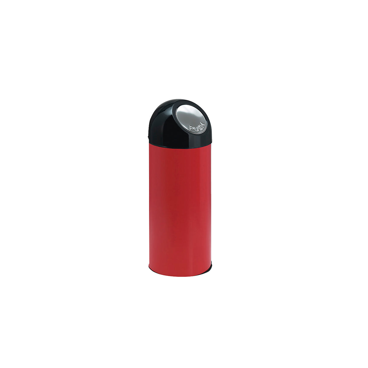 Push rubbish bin, steel, capacity 55 l, zinc plated inner container, red.