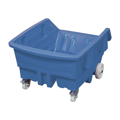 Tilting skip made of polyethylene, with castors, capacity 0.5 m³, blue.