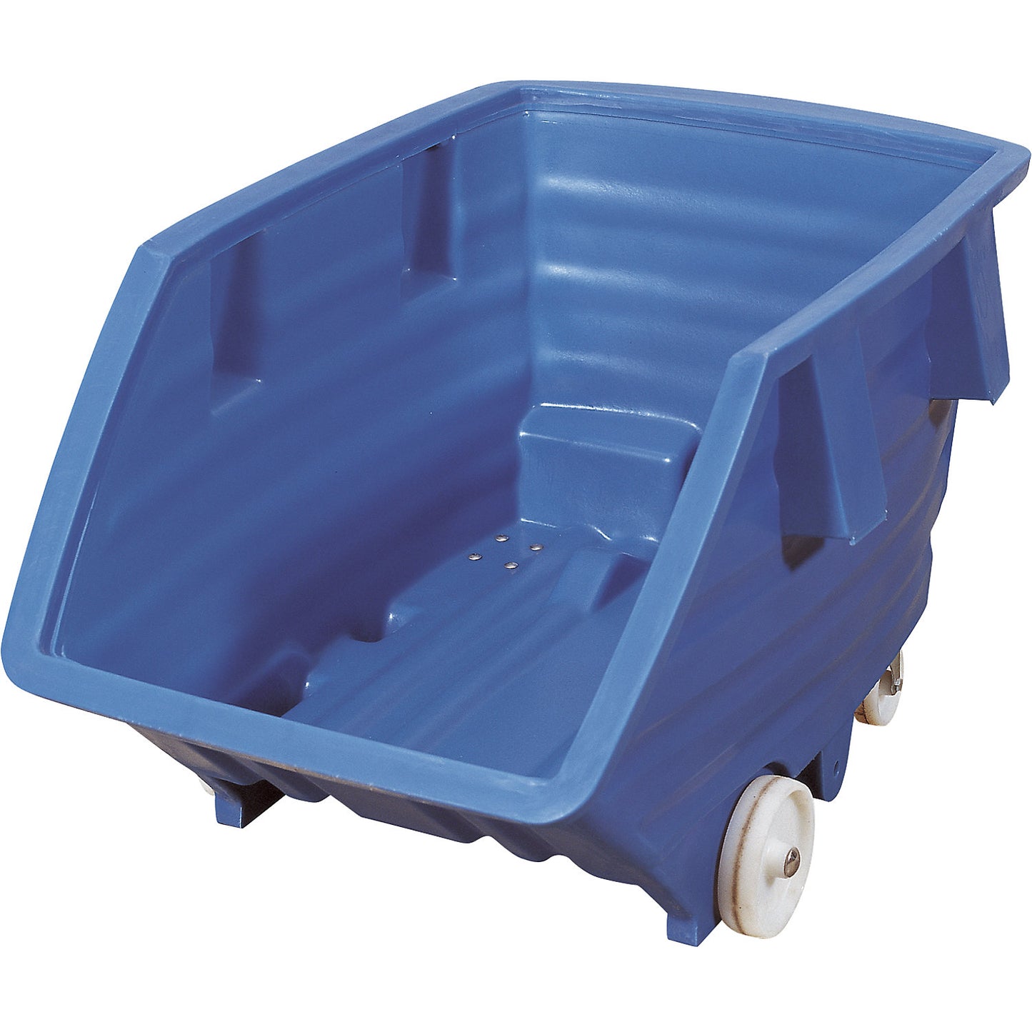 Tilting skip made of polyethylene, with castors, capacity 0.5 m³, blue.