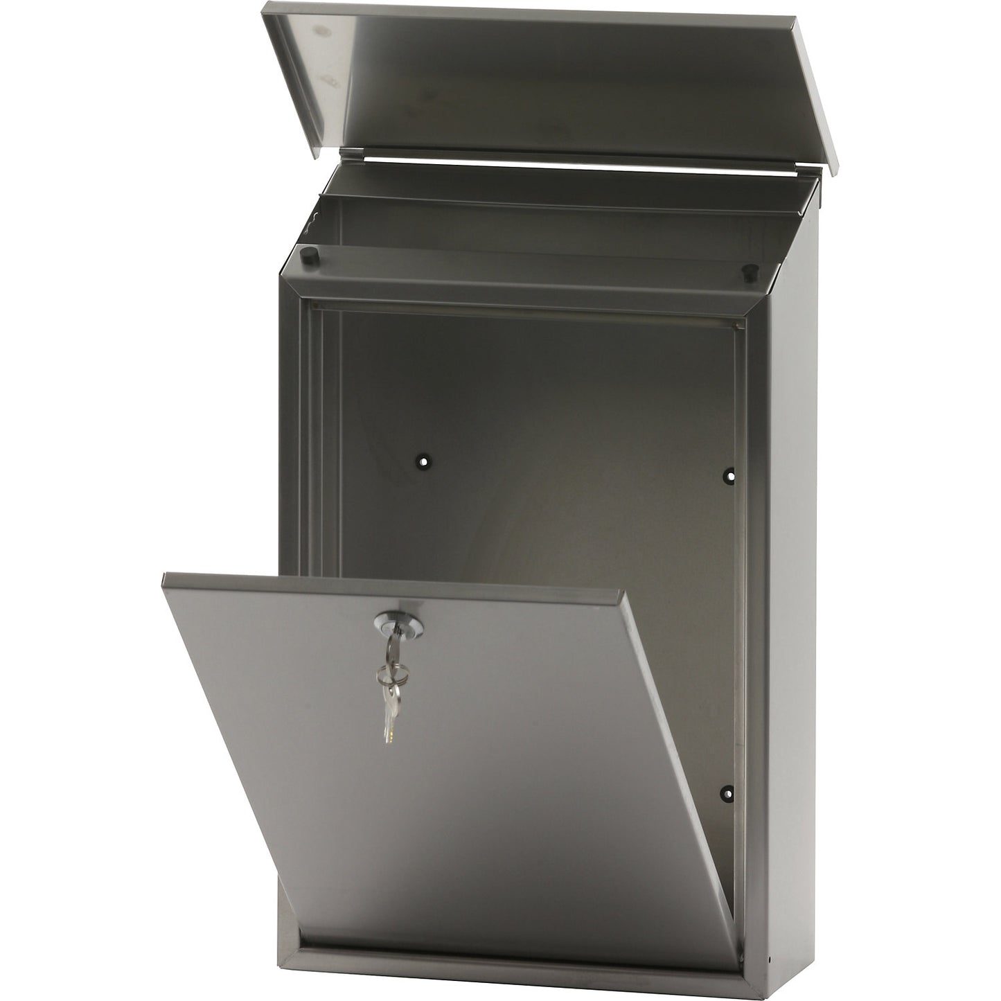 Standard letter box, stainless steel, HxWxD 400 x 280 x 115 mm.