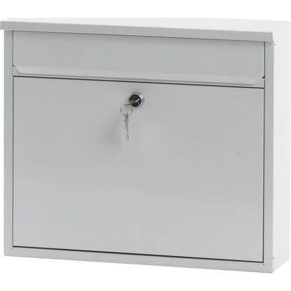 Letter box, with level roof, HxWxD 320 x 360 x 100 mm, sheet steel, powder coated, pure white RAL 9010.