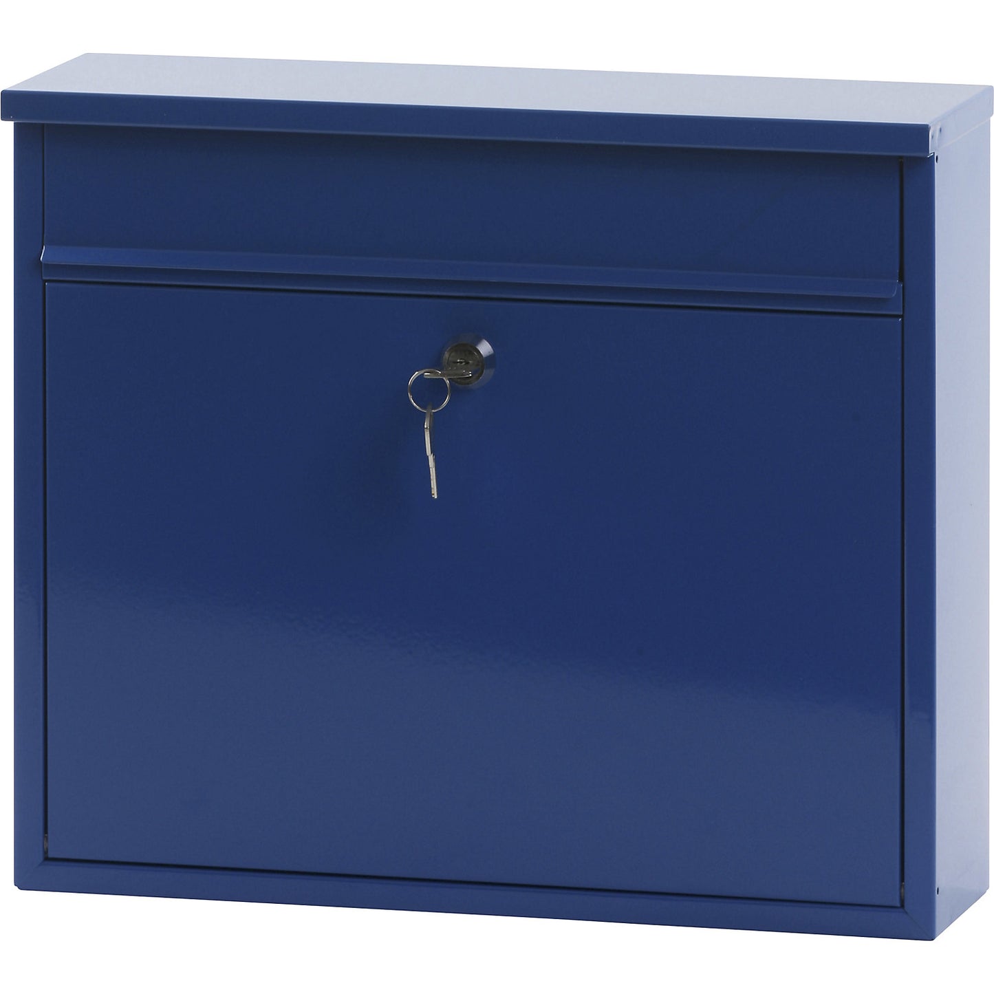 Letter box, with level roof, HxWxD 320 x 360 x 100 mm, sheet steel, powder coated, blue RAL 5005.