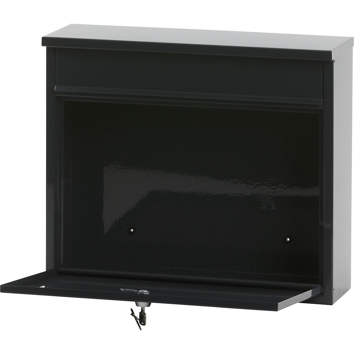 Letter box, with level roof, HxWxD 320 x 360 x 100 mm, sheet steel, powder coated, charcoal RAL 7016.