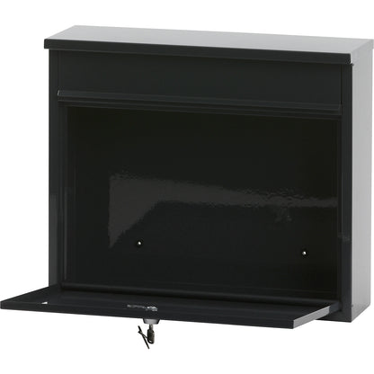 Letter box, with level roof, HxWxD 320 x 360 x 100 mm, sheet steel, powder coated, charcoal RAL 7016.