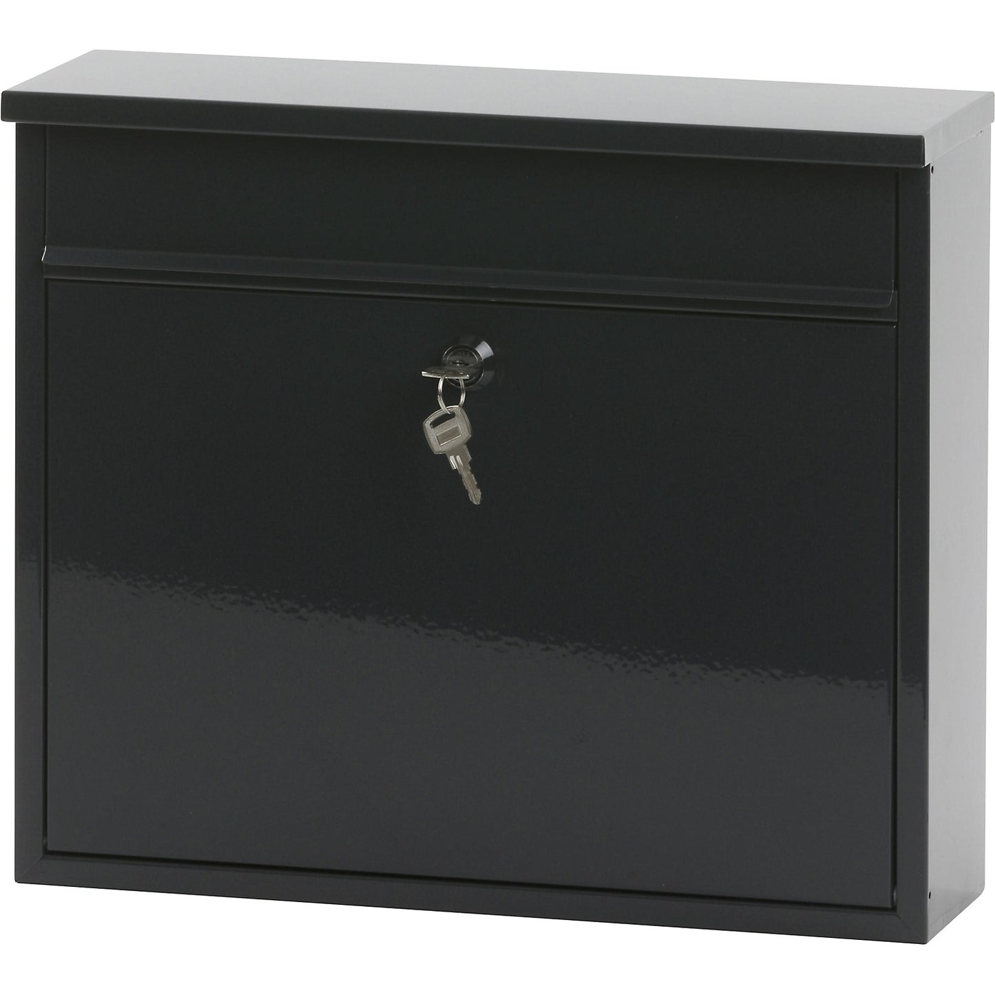 Letter box, with level roof, HxWxD 320 x 360 x 100 mm, sheet steel, powder coated, charcoal RAL 7016.