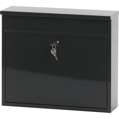Letter box, with level roof, HxWxD 320 x 360 x 100 mm, sheet steel, powder coated, charcoal RAL 7016.
