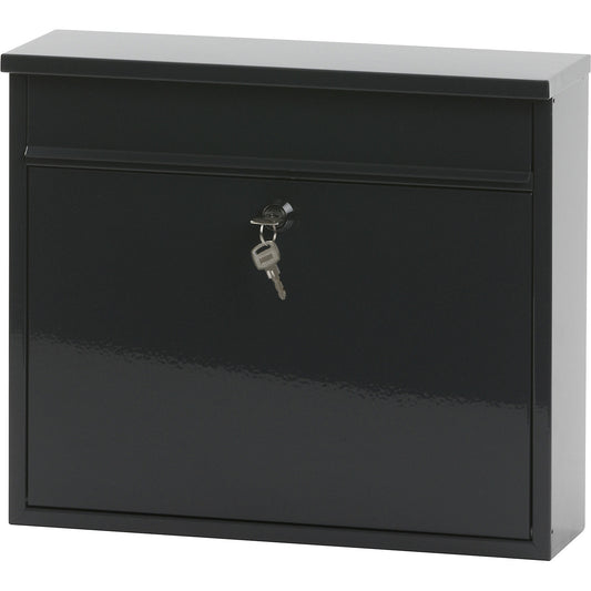Letter box, with level roof, HxWxD 320 x 360 x 100 mm, sheet steel, powder coated, charcoal RAL 7016.