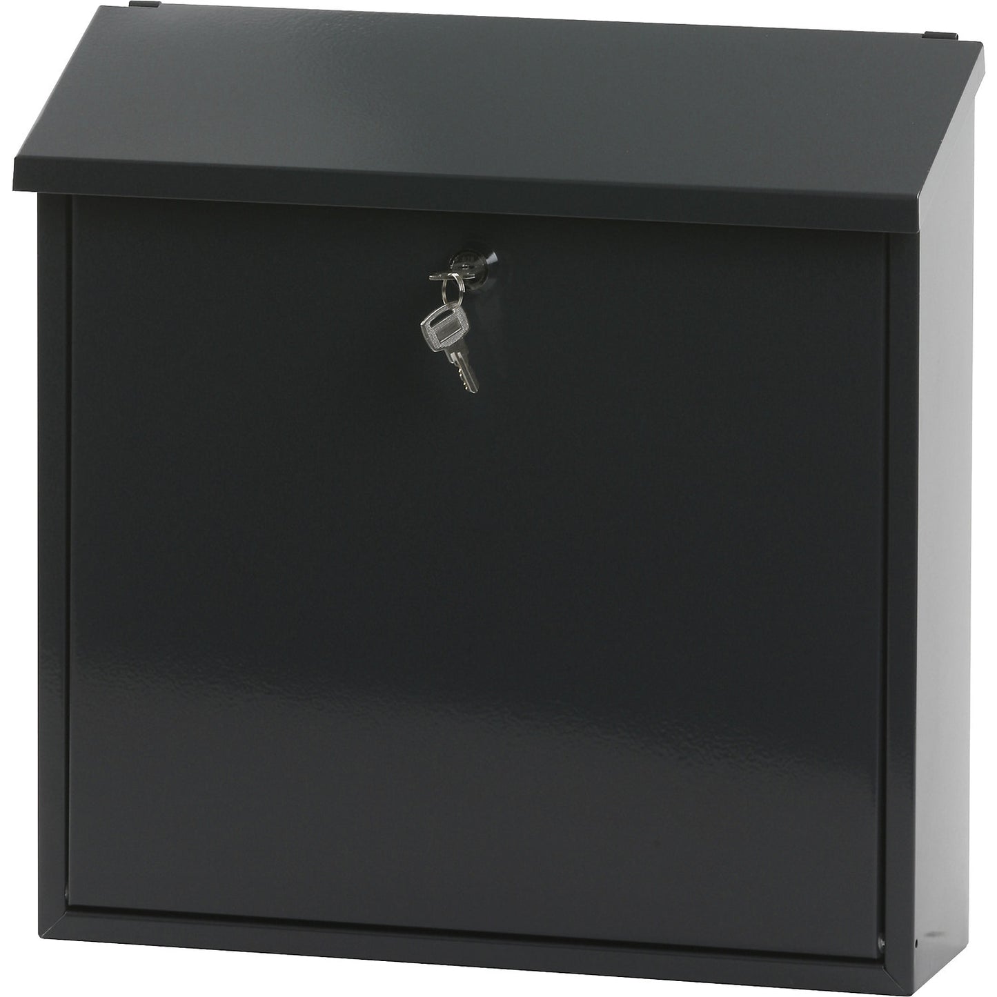 Letter box, with folding sloped roof, HxWxD 370 x 370 x 115 mm, sheet steel, powder coated, charcoal 7016.