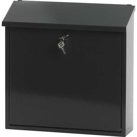 Letter box, with folding sloped roof, HxWxD 370 x 370 x 115 mm, sheet steel, powder coated, charcoal 7016.