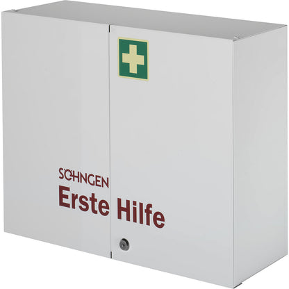 First aid cupboard, DIN 13169, double door, white, HxWxD 462 x 604 x 170 mm, without contents.