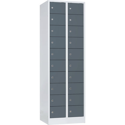 Valuables locker, 2 compartments, light grey / blue grey, 20 compartments.