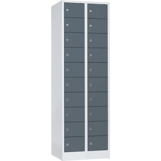 Valuables locker, 2 compartments, light grey / blue grey, 20 compartments.