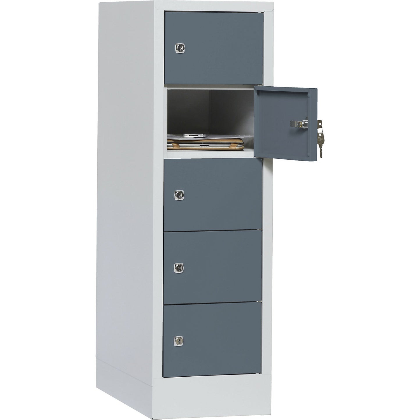 Valuables locker, 1 compartment, light grey / blue grey, 5 compartments.
