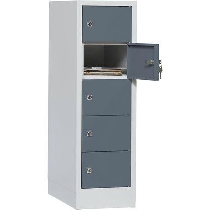 Valuables locker, 1 compartment, light grey / blue grey, 5 compartments.