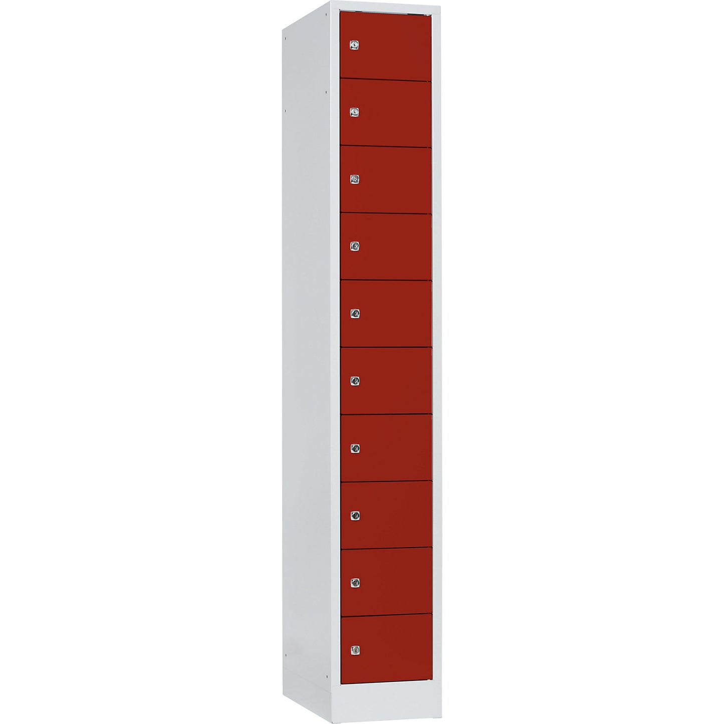 Valuables locker, 1 compartment, light grey / flame red, 10 compartments.