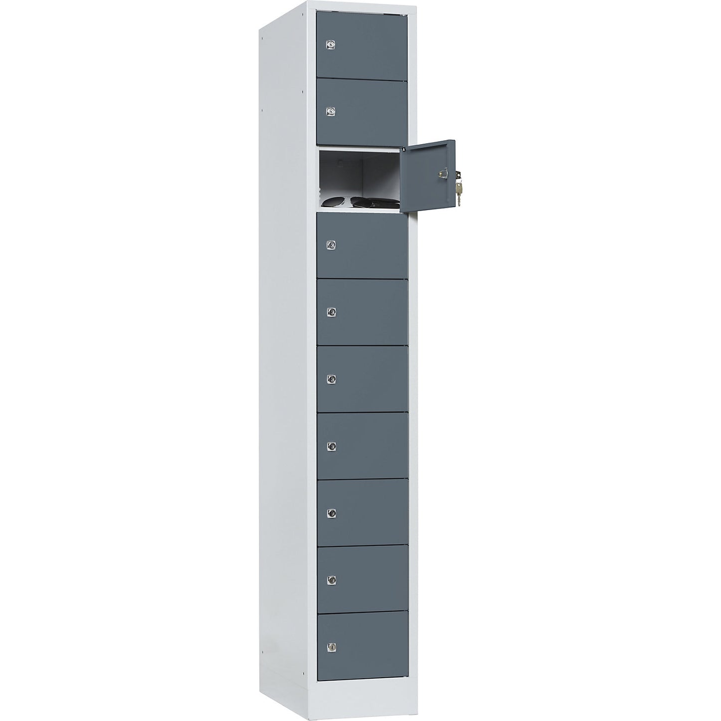 Valuables locker, 1 compartment, light grey / blue grey, 10 compartments.
