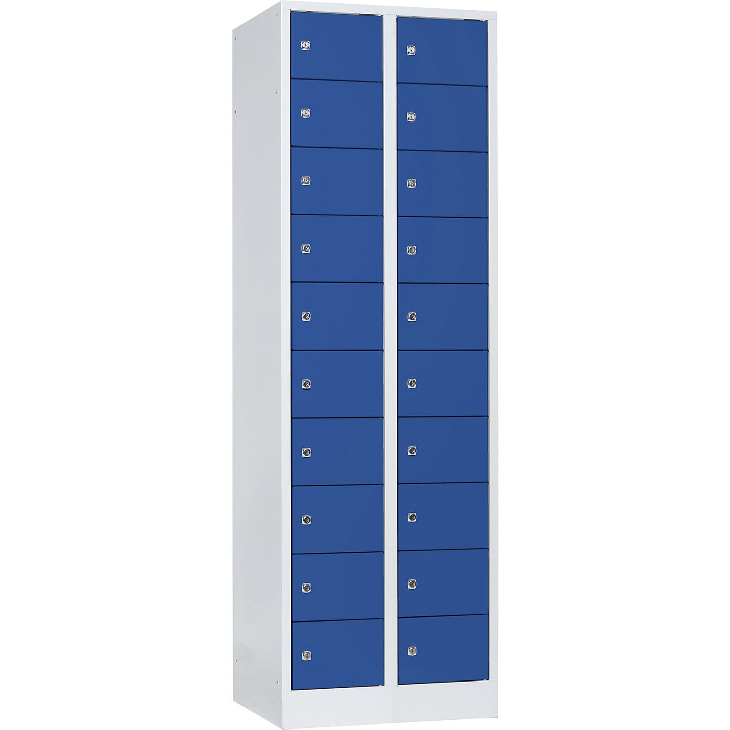 Valuables locker, 2 compartments, light grey / gentian blue, 20 compartments.