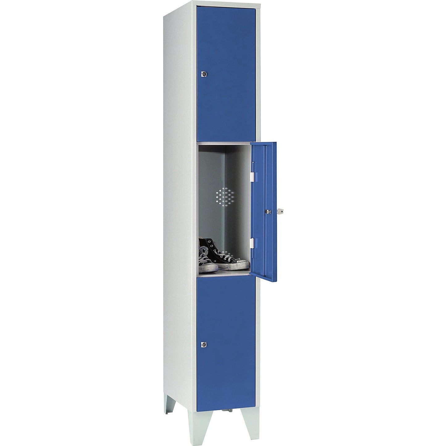 Munich 3-fold compartment locker, 1 compartment, width 300 mm, light blue.