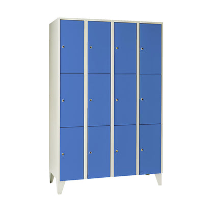 Munich 3-fold compartment locker, 4 compartments, width 1200 mm, light blue.