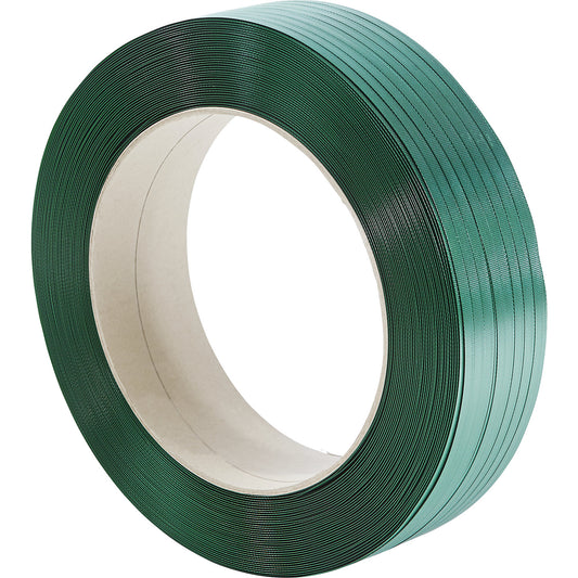 PET strapping, for tape dispenser, 406 mm core Ø, strap width 12.7 mm.