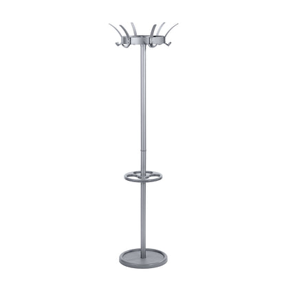 Coat stand, with 6 hat hooks and 12 coat hooks, white aluminium.
