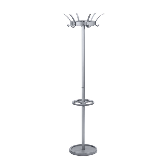 Coat stand, with 6 hat hooks and 12 coat hooks, white aluminium.