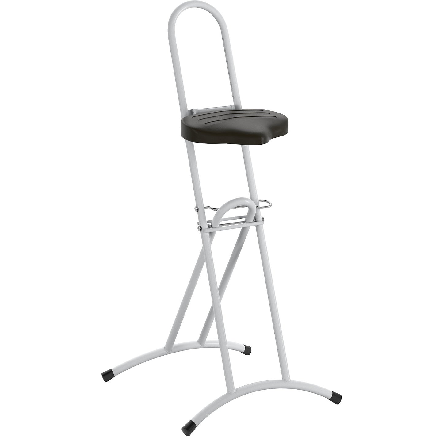 Anti-fatigue stool with rotating seat, height adjustment from 610 - 860 mm, light grey.