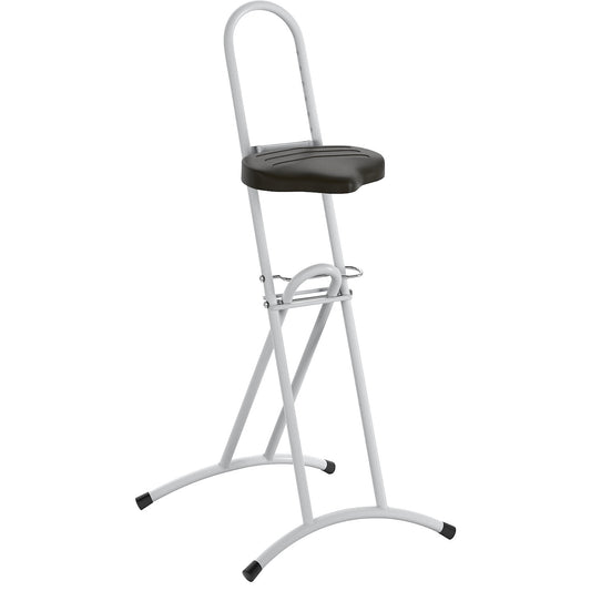 Anti-fatigue stool with rotating seat, height adjustment from 610 - 860 mm, light grey.