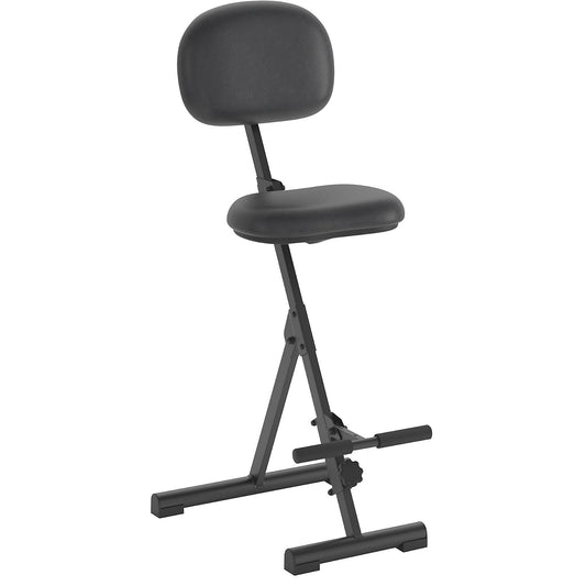 Anti-fatigue stool, height adjustment range from 540 - 900 mm, with foot rest, vinyl cover, black.