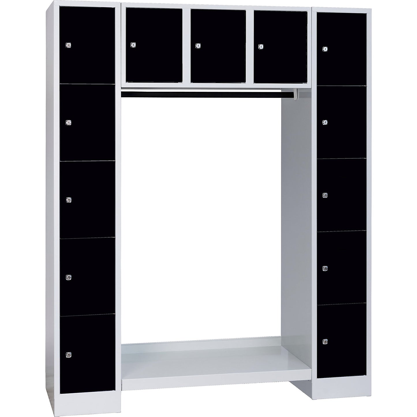 Dresden cloakroom locker system, 13 compartments, light grey / jet black.