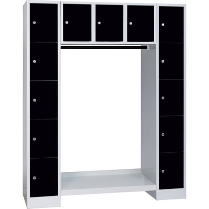 Dresden cloakroom locker system, 13 compartments, light grey / jet black.
