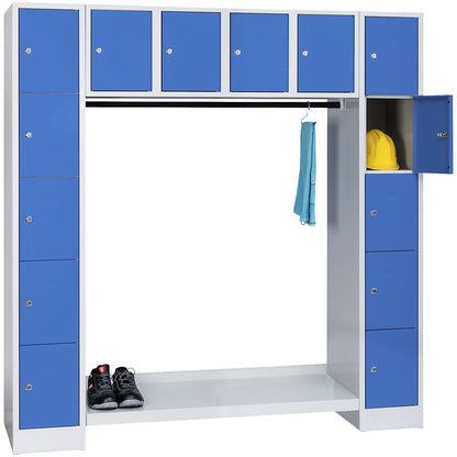 Dresden cloakroom locker system, 14 compartments, light grey / light blue.
