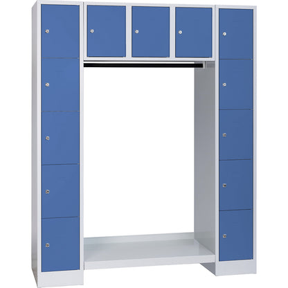 Dresden cloakroom locker system, 13 compartments, light grey / light blue.