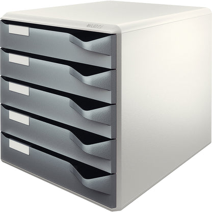 Storage unit, mail and form set, housing: grey, dark grey drawers, 5 drawers.