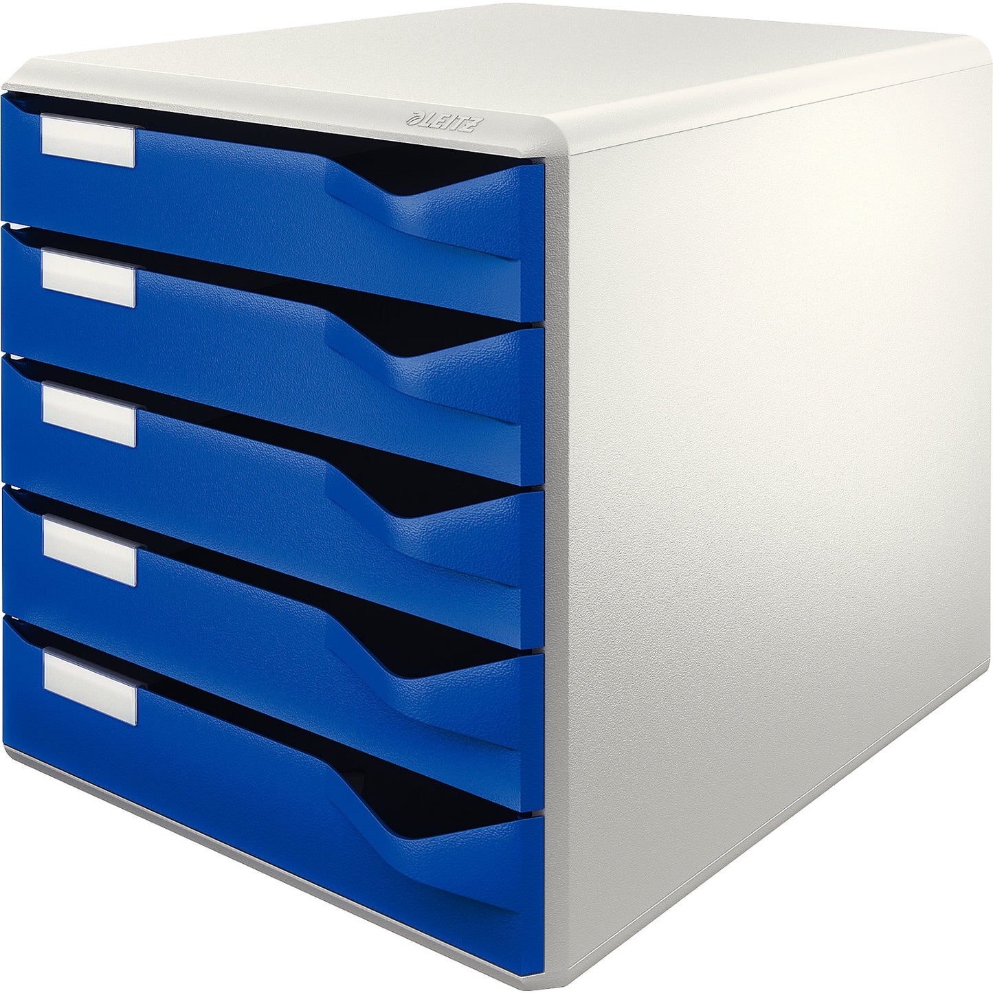 Storage unit, mail and form set, housing: grey, blue drawers, 5 drawers.
