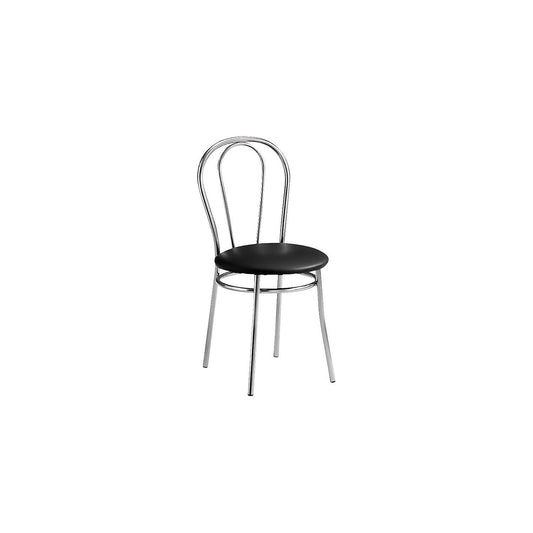 Canteen chair, upholstered seat, vinyl/chrome, pack of 2.