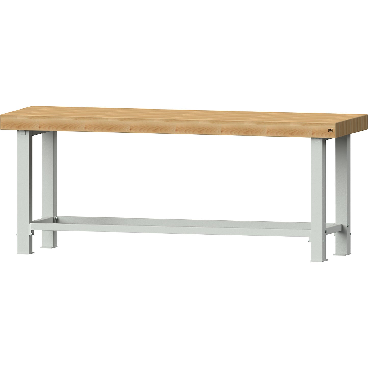 Heavy duty workbench, worktop width 2250 mm, without substructures, worktop thickness 100 mm.
