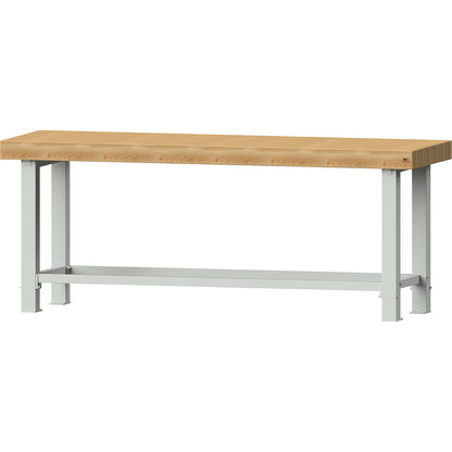 Heavy duty workbench, worktop width 2250 mm, without substructures, worktop thickness 100 mm.