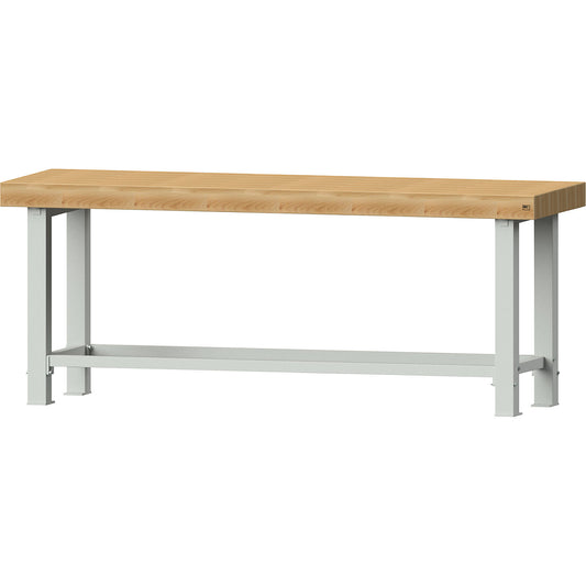 Heavy duty workbench, worktop width 2250 mm, without substructures, worktop thickness 100 mm.
